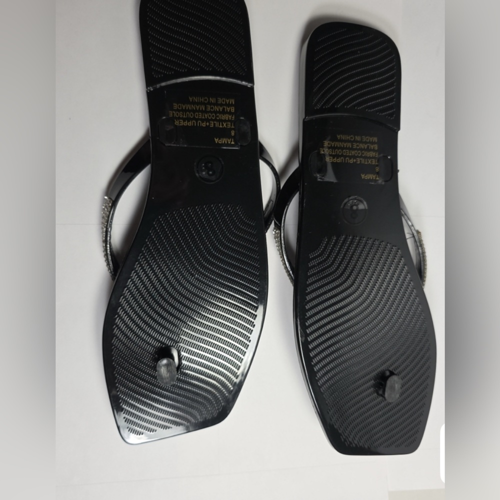 Lauren Lorraine Black Sandals with Rhinestone Trim - Picture 2 of 5
